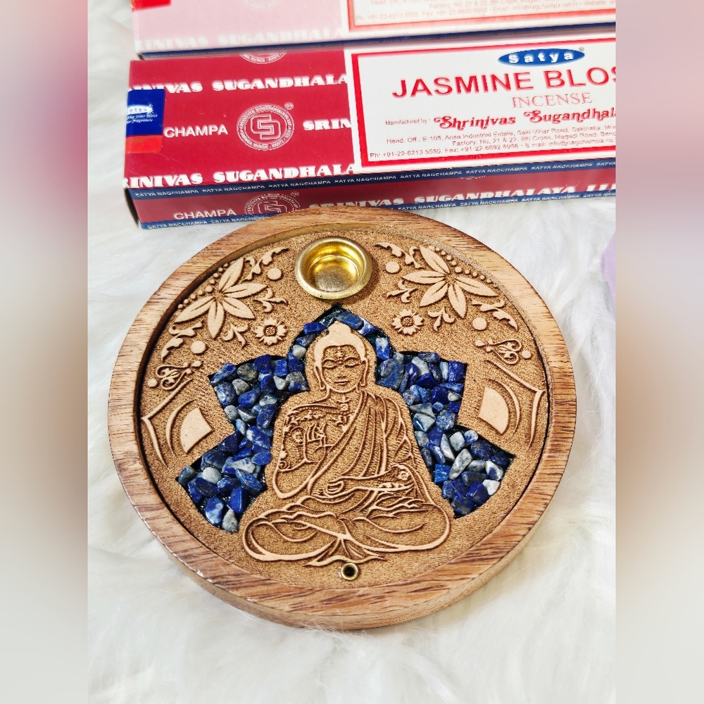 Wooden Incense Holder with Incense Sticks - Picture 2 of 3